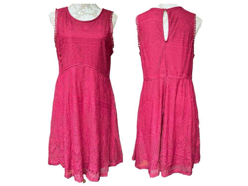 Dark Fairy Romantic Coquette Fairycore Fit Flare Burgundy Lace Mini Dress XL